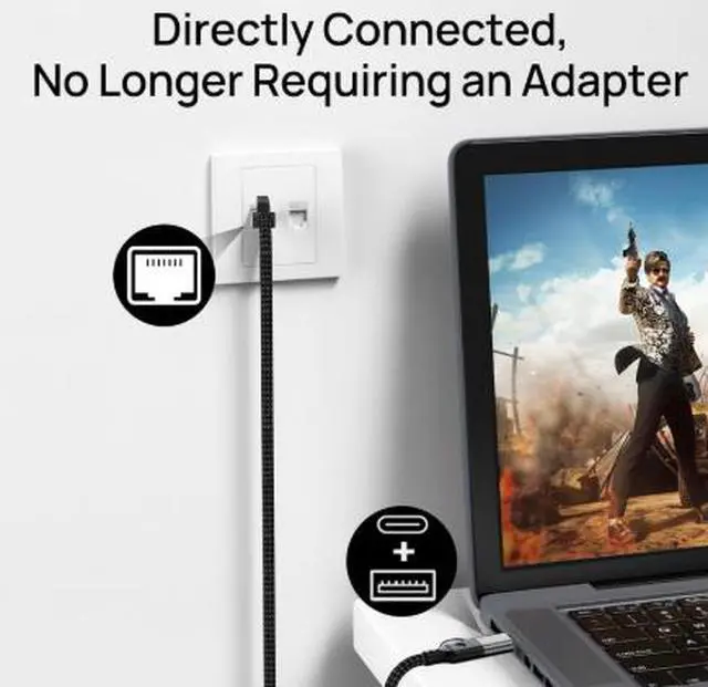 Alt view image 3 of 4 - 3.3FT USB 3.0 & USB-C to RJ45 Gigabit Ethernet Adapter, Dual Interface 1000Mbps USB LAN Network Adapter with Aluminum Alloy Shell Braided Cable