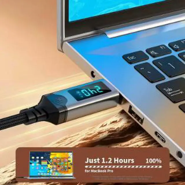 Alt view image 5 of 5 - 4.9FT USB4 Cable 80Gbps, Thunderbolt 5 Compatible USB-C to USB-C Cable PD 240W Fast Charging 16K@60Hz Video Cable with LED Power Display