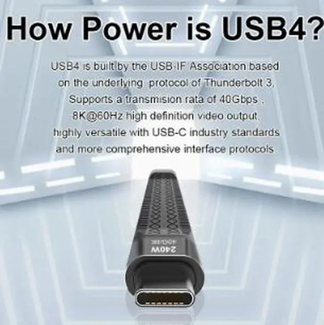 Alt view image 4 of 4 - USB4 Type-C to Type-C Cable, 40Gbps Full Feature USB-C Cable with PD3.1 240W Fast Charging 8K@60Hz Video Support for Laptop Phone External SSD