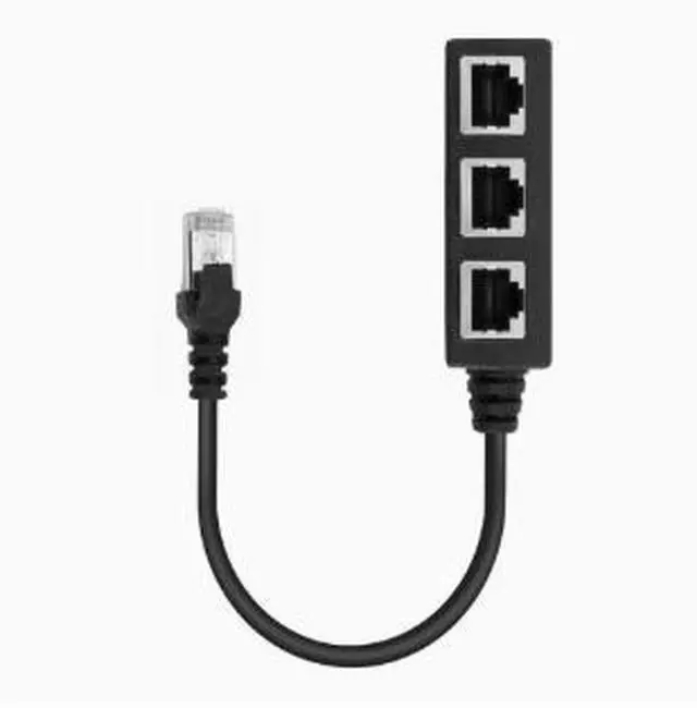 Main image of RJ45 Ethernet Splitter Adapter, 1 Male to 3 Female LAN Network Port Extender with Nickel-Plated Connector Durable PVC Housing for Ethernet Cable Extension