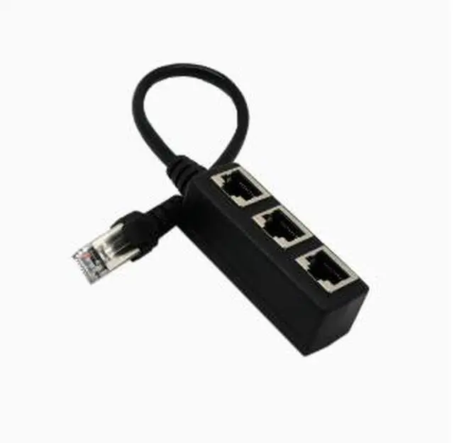 Alt view image 2 of 4 - RJ45 Ethernet Splitter Adapter, 1 Male to 3 Female LAN Network Port Extender with Nickel-Plated Connector Durable PVC Housing for Ethernet Cable Extension