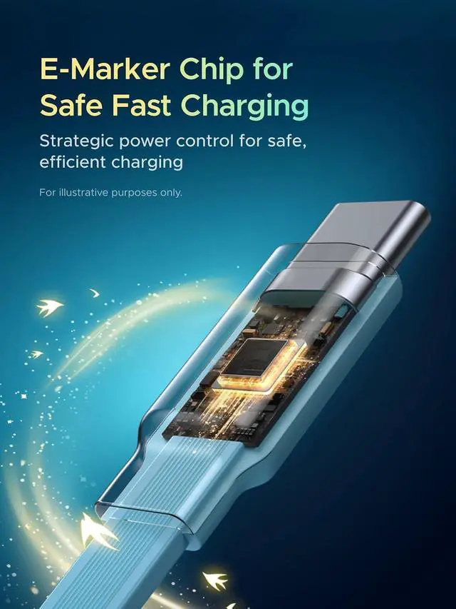 Alt view image 6 of 6 - Nexode 100W Retractable Cable Honkai: Star Rail, Glacier Blue, 3.3FT | USB C Charger Cable for iPhone 17/16, MacBook Pro/Air, Galaxy S26/S25, iPad Pro/Air, Pixel 10/9, Switch, AirPods