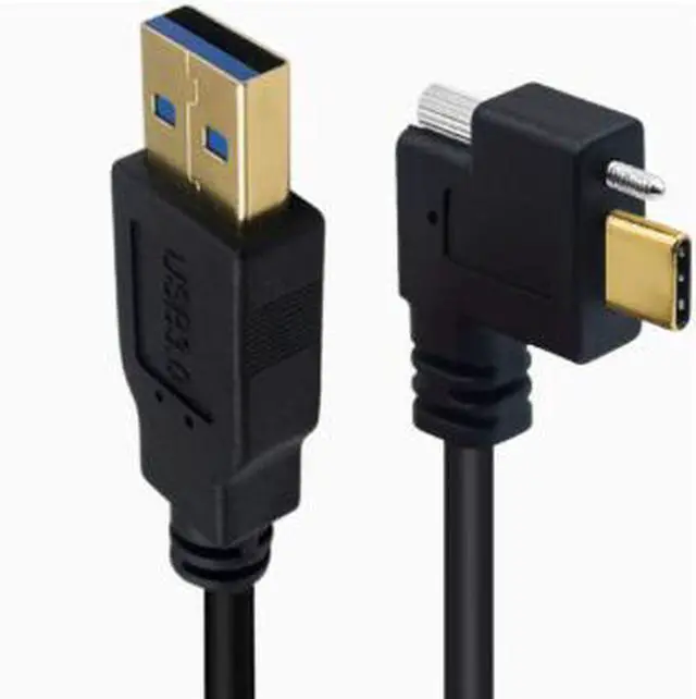 Main image of 0.3M USB-C to USB-A 3.0 Cable, Right Angle Locking Screw Connector Industrial Data Cable, Gold-Plated USB Type-C Cable