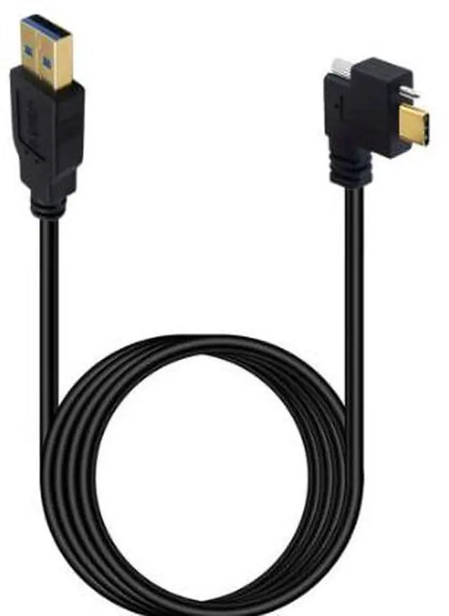 Alt view image 3 of 3 - 0.3M USB-C to USB-A 3.0 Cable, Right Angle Locking Screw Connector Industrial Data Cable, Gold-Plated USB Type-C Cable