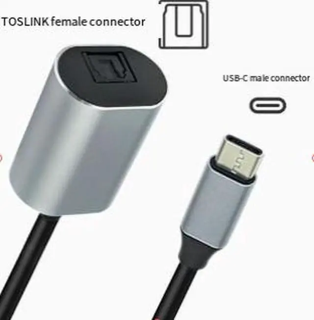 Alt view image 3 of 4 - USB-C to TOSLINK Optical Audio Adapter Cable, SPDIF PCM Stereo Digital Audio Converter, USB Type-C Male to Optical Fiber Female Adapter