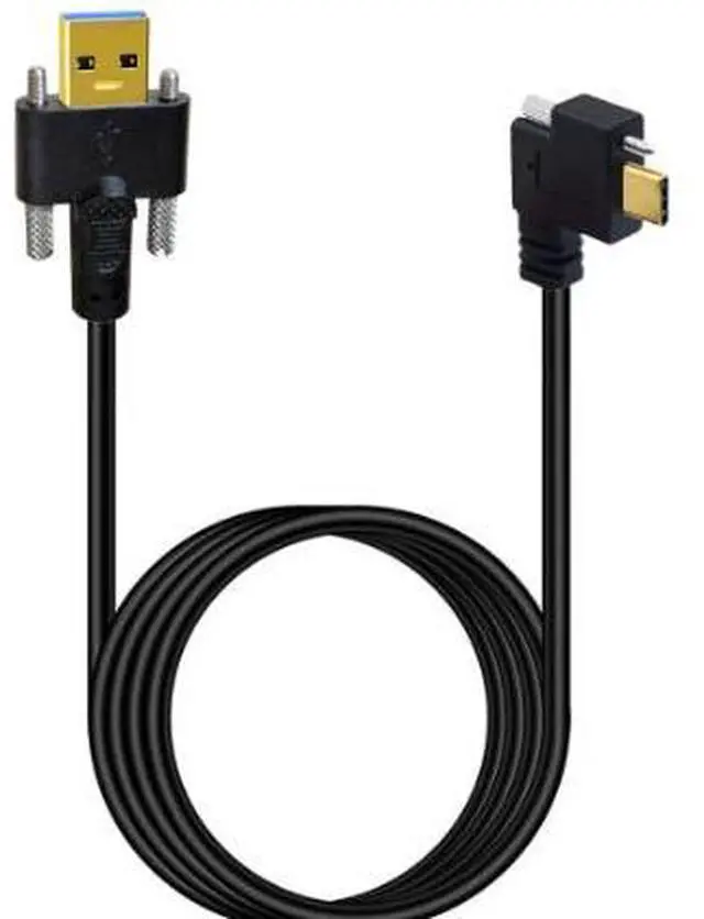 Main image of 0.5M USB 3.1 Type-C to USB 3.0 Locking Cable, Dual Screw Lock, 90 Degree Right Angle Industrial Camera Data Cable