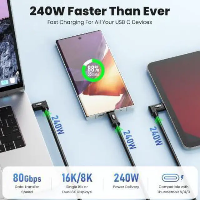 Alt view image 3 of 3 - USB5 Type-C Spring Extension Cable Male to Female 80Gbps 240W PD Fast Charging 16K@144Hz Thunderbolt 4 Compatible Panel Mount Locking USB-C Cable
