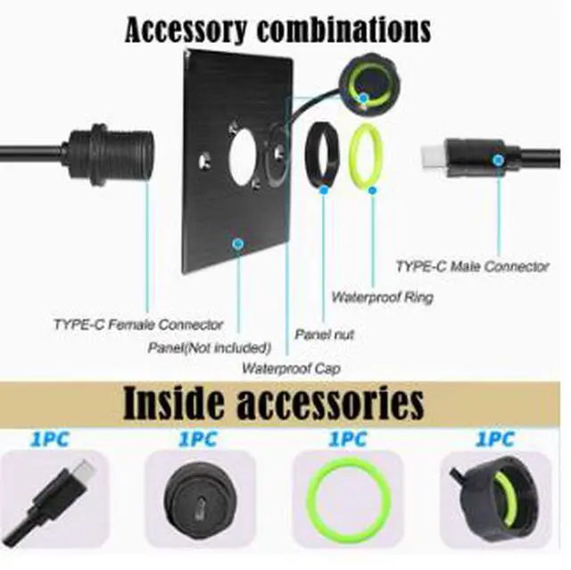 Alt view image 2 of 4 - IP68 Waterproof USB-C 3.1 Panel Mount Extension Cable M20 Type-C Male to Female 10Gbps Data Fast Charging Cable for Industrial Outdoor Applications