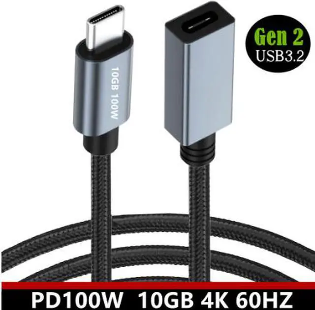Alt view image 2 of 3 - 1m USB-C 3.2 Gen 2 Cable, 10Gbps High Speed Data Transfer, 100W PD Fast Charging, 4K@60Hz Video Output, USB Type-C Extension Cable for Laptop, Monitor, Docking Station