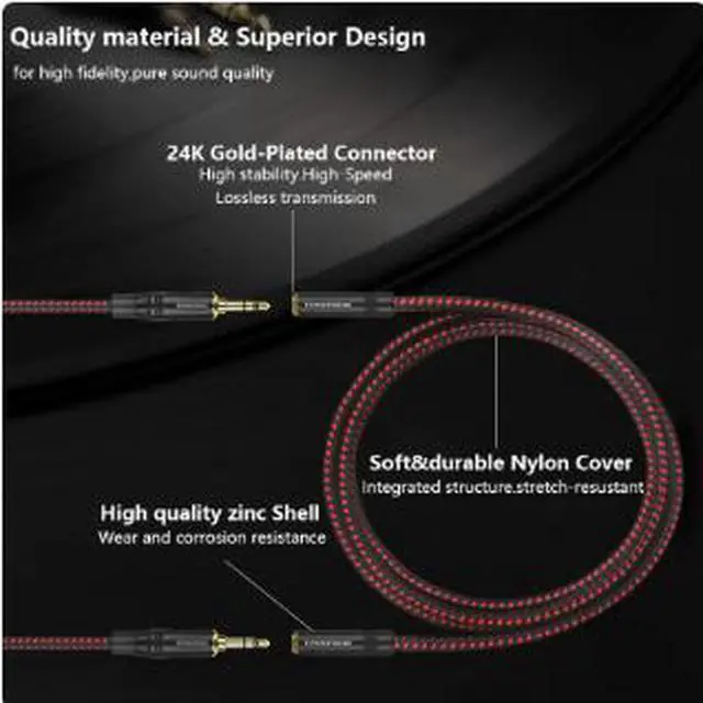 Alt view image 2 of 4 - 1M 3.5mm Female to Female Audio Cable, TRS Stereo AUX Extension Adapter Cord, 24K Gold Plated Connector with Zinc Alloy Shell for Headphones, Speakers, Car Audio