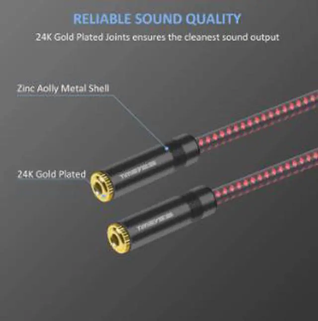 Alt view image 4 of 4 - 1M 3.5mm Female to Female Audio Cable, TRS Stereo AUX Extension Adapter Cord, 24K Gold Plated Connector with Zinc Alloy Shell for Headphones, Speakers, Car Audio