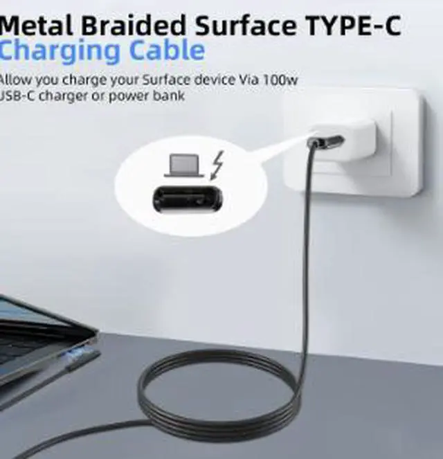 Alt view image 4 of 5 - 1.8M USB-C to Surface Charging Cable 100W PD 15V/3A, Compatible with Microsoft Surface Pro 3/4/5/6/7/8/9, Surface Go, Book, Laptop