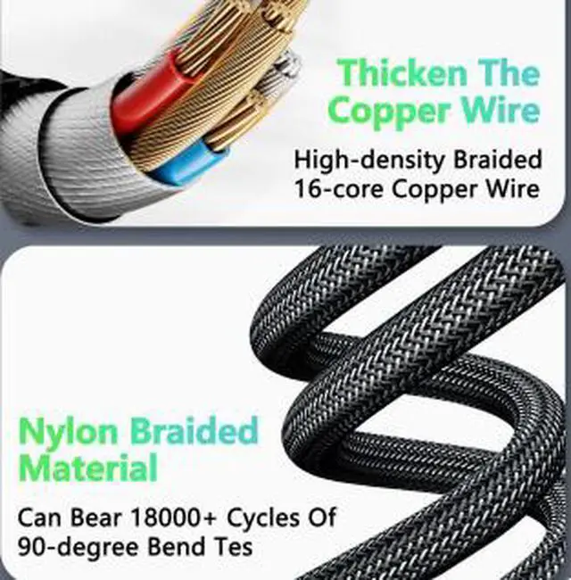 Alt view image 2 of 5 - 1M USB-C to USB-C Cable 100W PD Fast Charging, USB 3.2 Gen 2x2 20Gbps Data Transfer, 8K Video Output, E-Marker Chip Full Feature Cable