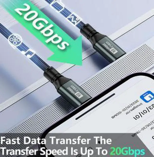 Alt view image 5 of 5 - 1M USB-C to USB-C Cable 100W PD Fast Charging, USB 3.2 Gen 2x2 20Gbps Data Transfer, 8K Video Output, E-Marker Chip Full Feature Cable