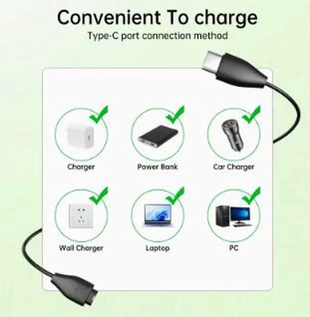 Alt view image 5 of 5 - USB C Charging Cable for Garmin Fenix 7/6/5 Series, 1M Type-C Smart Watch Charger Cord Compatible with Forerunner, Vivoactive, Venu, Instinct and More