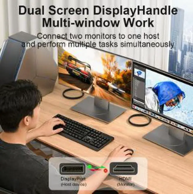 Alt view image 3 of 4 - 1.0M DisplayPort to HDMI Cable, 8K@30Hz DP Male to HDMI Male Uni-Directional Adapter Cable, Supports 4K@120Hz for Monitor, TV and Projector