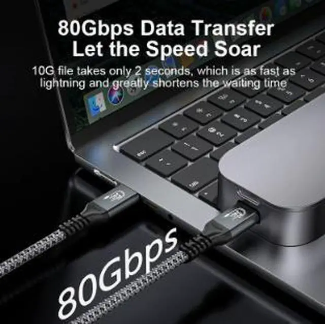 Alt view image 3 of 4 - USB4 Type-C to Type-C Cable, 80Gbps Ultra High Speed Data Transfer Cable with 240W PD Fast Charging, 4K@144Hz Video Support, E-Marker Chip