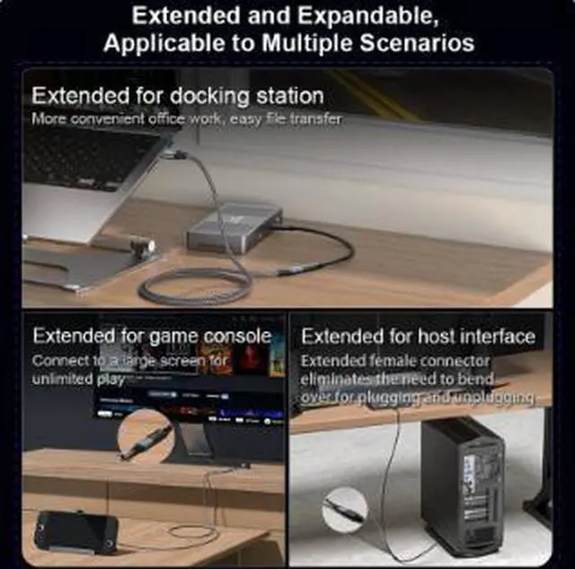 Alt view image 3 of 4 - 0.3M USB4 Type-C Extension Cable, 40Gbps High Speed Data Transfer Cable with 240W PD Charging, 5K@60Hz Video Support, USB-C Male to Female Extender