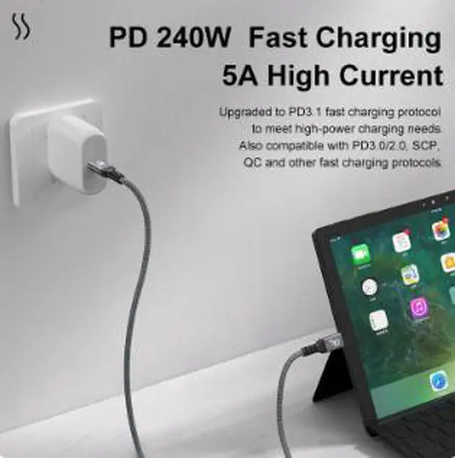 Alt view image 2 of 4 - 1.2M USB4 Type-C Cable, 40Gbps High Speed Data Cable with 240W PD Fast Charging, 4K@144Hz Video Support, Compatible with Thunderbolt 4/3