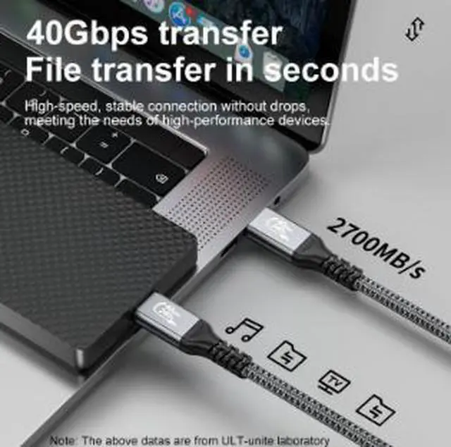 Alt view image 4 of 4 - 1.2M USB4 Type-C Cable, 40Gbps High Speed Data Cable with 240W PD Fast Charging, 4K@144Hz Video Support, Compatible with Thunderbolt 4/3