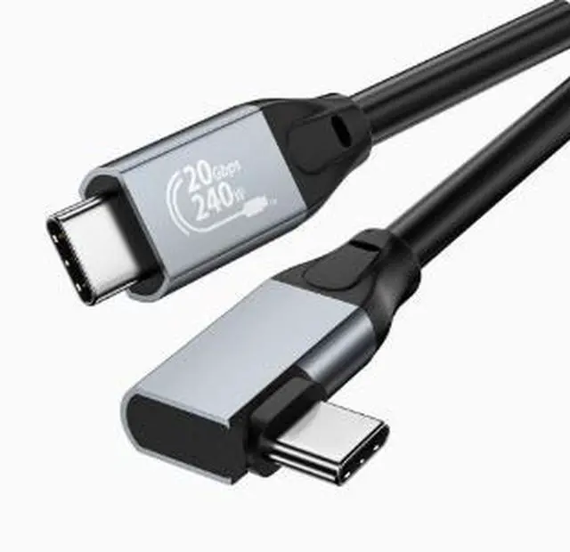 Main image of 1.0M USB 3.2 Type-C Right Angle Cable, 20Gbps High Speed Data Cable with 240W PD Fast Charging, 4K@60Hz Video Support, Braided USB-C Cable