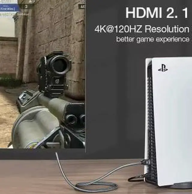 Alt view image 3 of 3 - 2.0M HDMI 2.1 Cable, 8K@60Hz Ultra High Speed HDMI Cable, 48Gbps Bandwidth, 4K@120Hz HDR Audio Video Cable for Gaming, TV, Monitor and Projector