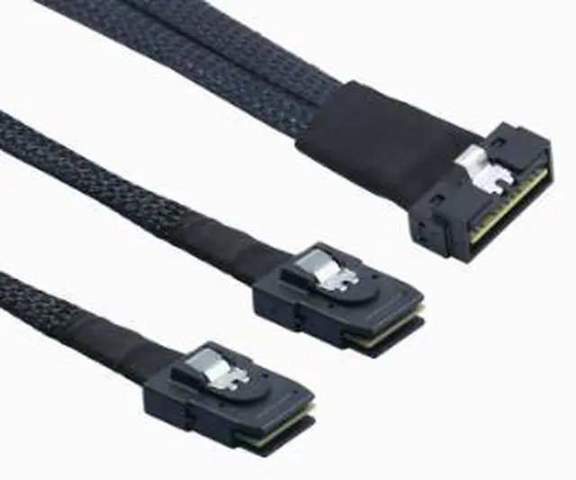 Alt view image 2 of 4 - 0.5M PCIe Slimline SFF-8654 8i to Dual SFF-8087 Cable, Internal Mini SAS HD Adapter Cable for Server Storage and RAID Controller