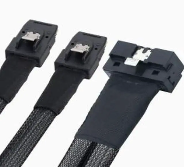 Alt view image 3 of 4 - 0.5M PCIe Slimline SFF-8654 8i to Dual SFF-8087 Cable, Internal Mini SAS HD Adapter Cable for Server Storage and RAID Controller