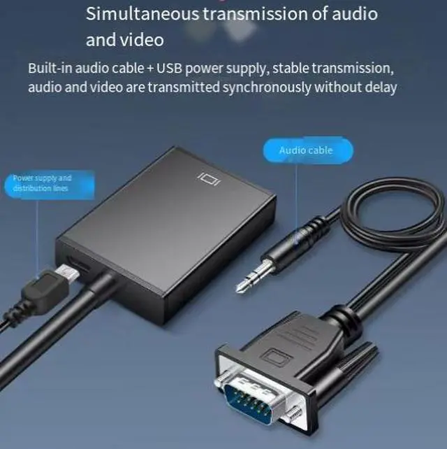 Alt view image 3 of 3 - VGA Male to HDMI Female Adapter Converter with Audio Support, 1080P HD Video Converter Cable for Laptop, PC, Monitor and Projector