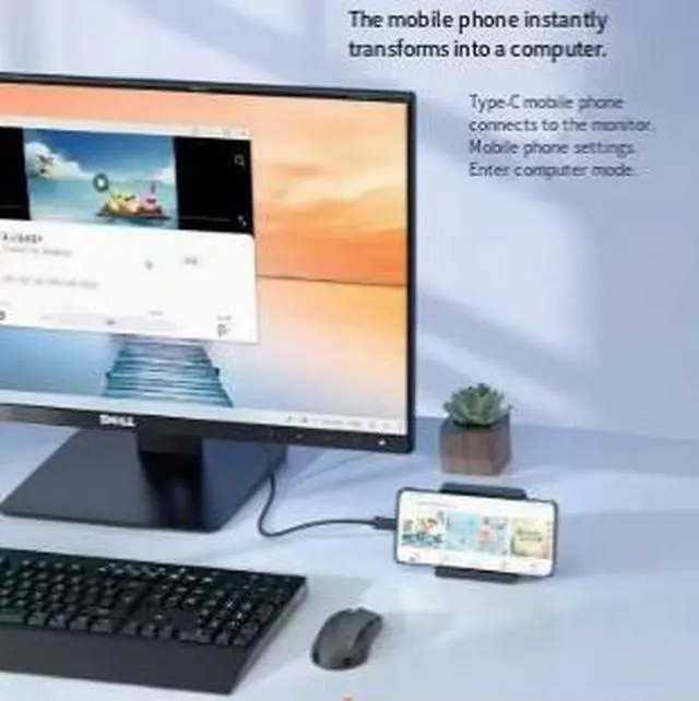 Alt view image 3 of 4 - 1.8M USB Type-C to DisplayPort Cable, 4K@60Hz Video Adapter Cable, USB-C Male to DP Male Converter with Gold-Plated Connector for Laptop, Phone and Monitor