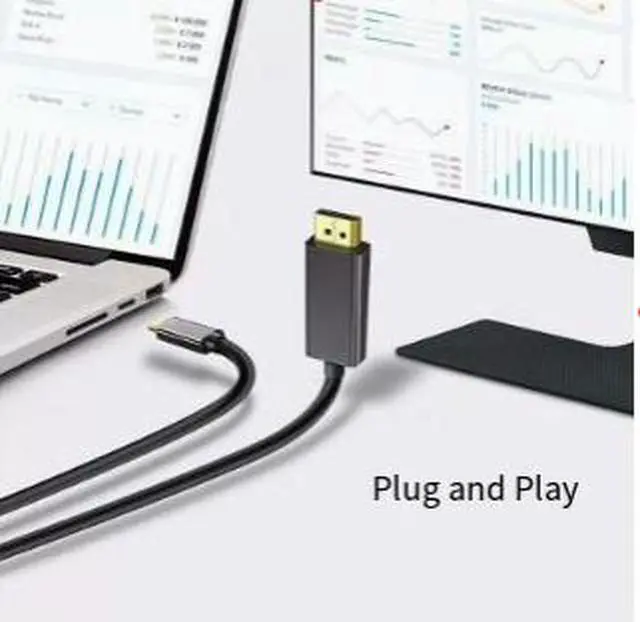 Alt view image 4 of 4 - 1.8M USB Type-C to DisplayPort Cable, 4K@60Hz Video Adapter Cable, USB-C Male to DP Male Converter with Gold-Plated Connector for Laptop, Phone and Monitor