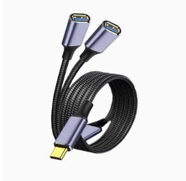 Main image of 1.2M USB Type-C 2.0 Extension Cable, USB-C Splitter Cable 2-in-1 Multi-Function Adapter for Charging and Data Transfer