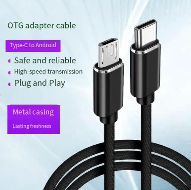 Alt view image 2 of 3 - USB Type-C to Micro USB 2.0 Cable, Type-C Male to Micro-B OTG Charging & Data Cable, 2.1A Fast Charging Braided Cable for Android Devices