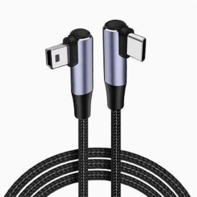 Alt view image 2 of 3 - USB Type-C to Mini USB Cable, Dual Right Angle USB-C Male to Mini-B Male Data Cable, Braided Cable for Laptop, Camera and Portable Devices