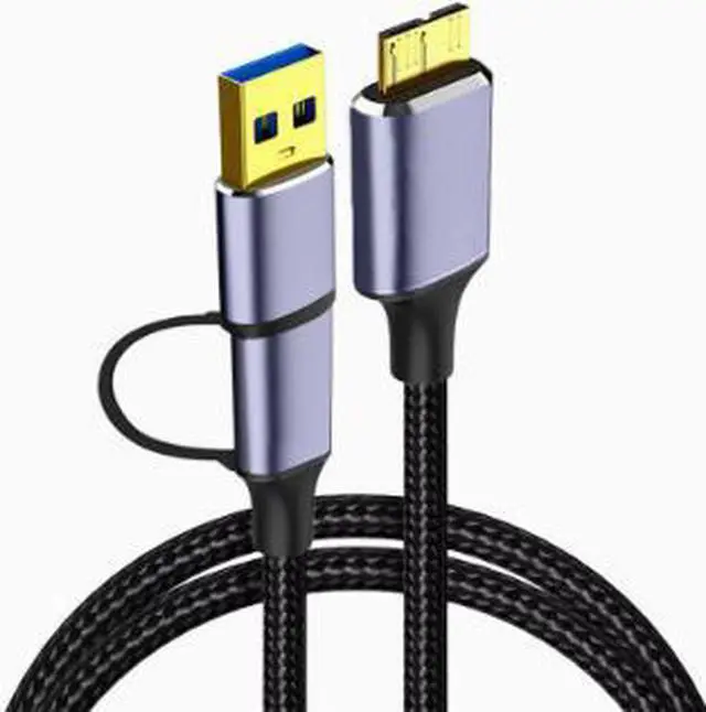 Main image of 2M USB Type-C to Micro USB 3.0 Cable, 2-in-1 Dual Function USB-C to Micro-B Hard Drive Data Cable, 5Gbps High Speed Transfer Cable