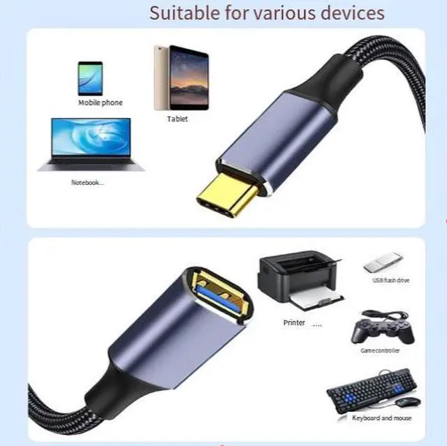 Alt view image 3 of 3 - 3M USB Type-C to USB-A Female OTG Cable, USB 3.0 Type-C Male Adapter Cable, 5Gbps High Speed Data Transfer Cable for Flash Drive, Mouse, Keyboard and Computer