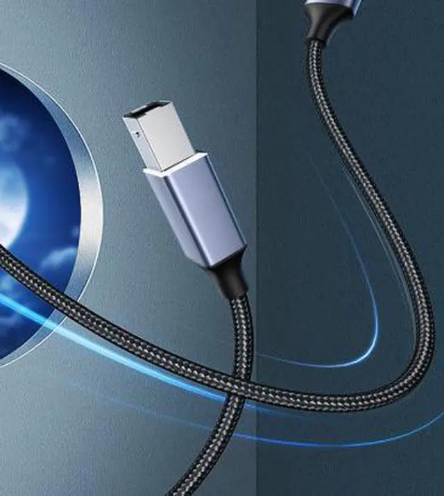 Alt view image 3 of 4 - 3M USB 2.0 Printer Cable, USB-A Male to USB-B Male Cable, Nylon Braided Data Cable for Printer, Scanner and Computer