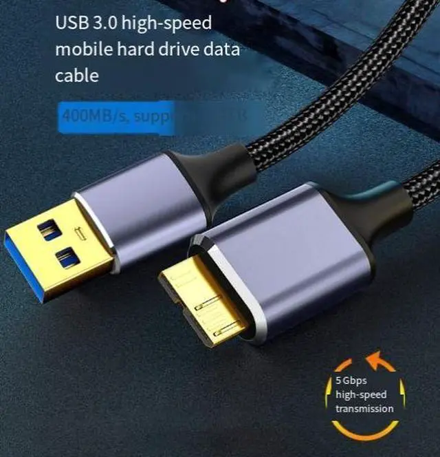 Alt view image 2 of 3 - 2M USB 3.0 to Micro USB 3.0 Cable, USB-A Male to Micro-B Data Cable, 5Gbps High Speed Braided Cable for External Hard Drive and Storage Devices