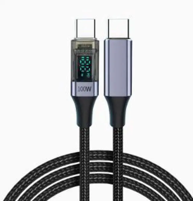 Main image of 2M USB-C to USB-C Cable with LED Digital Display, 100W PD Fast Charging Cable, Smart Current Monitoring Type-C Data Cable for Laptop, Phone and Tablet