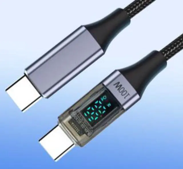 Alt view image 4 of 4 - 2M USB-C to USB-C Cable with LED Digital Display, 100W PD Fast Charging Cable, Smart Current Monitoring Type-C Data Cable for Laptop, Phone and Tablet