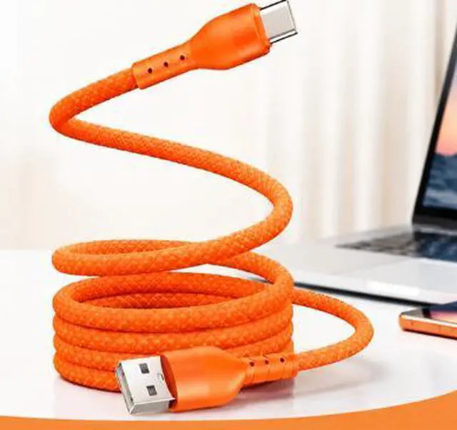 Alt view image 2 of 3 - 2M Magnetic Self-Organizing USB-A to USB-C Cable, 66W Fast Charging Braided Type-C Cable with Data Transfer for Phone and Tablet