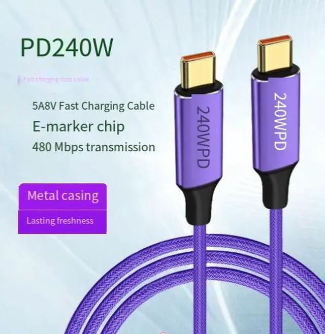 Alt view image 2 of 3 - 2M USB-C to USB-C Cable, 240W PD 3.1 Fast Charging Cable with E-Marker Chip, 48V/5A Power Delivery Cable for Laptop, Phone and Tablet