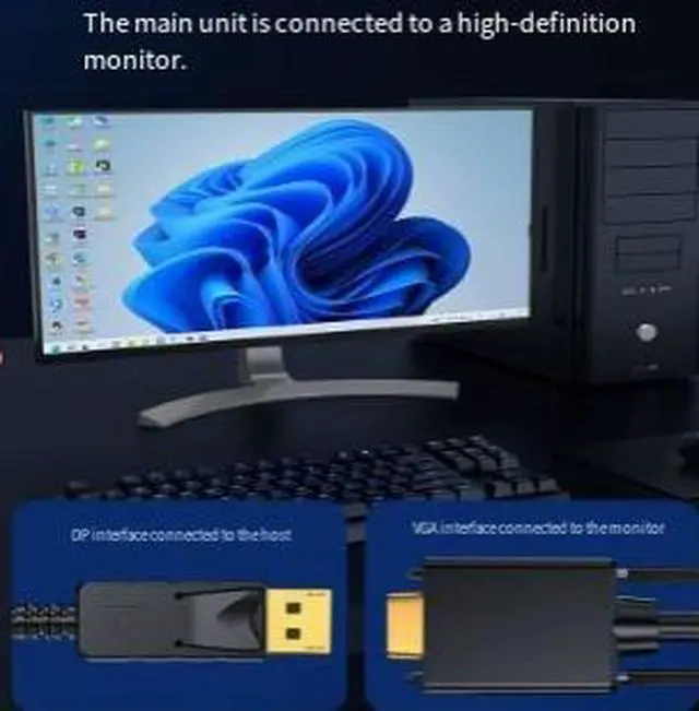 Alt view image 2 of 3 - 1.8M DisplayPort to VGA Cable, DP Male to VGA Male Adapter Cable, 1080P Full HD Video Converter Cable for Monitor, Projector and Display