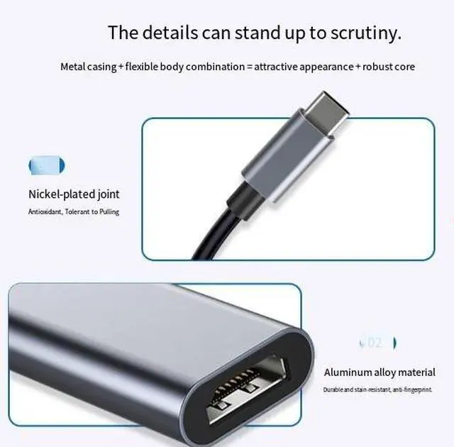Alt view image 3 of 4 - USB-C to HDMI Cable, 4K@60Hz Ultra HD Adapter Cable, Type-C Male to HDMI Cable for Laptop, Monitor, TV and Projector