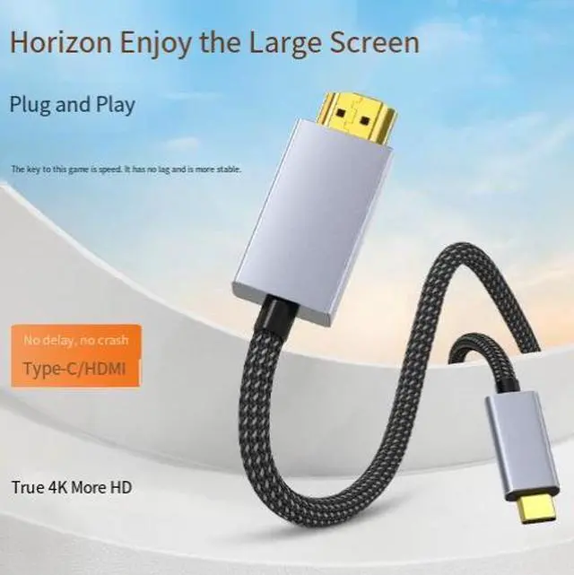 Alt view image 4 of 4 - USB-C to HDMI Cable, 4K@60Hz HDR Video Adapter Cable, Type-C Male to HDMI Cable with Gold-Plated Connector for Laptop, Phone, Monitor and TV