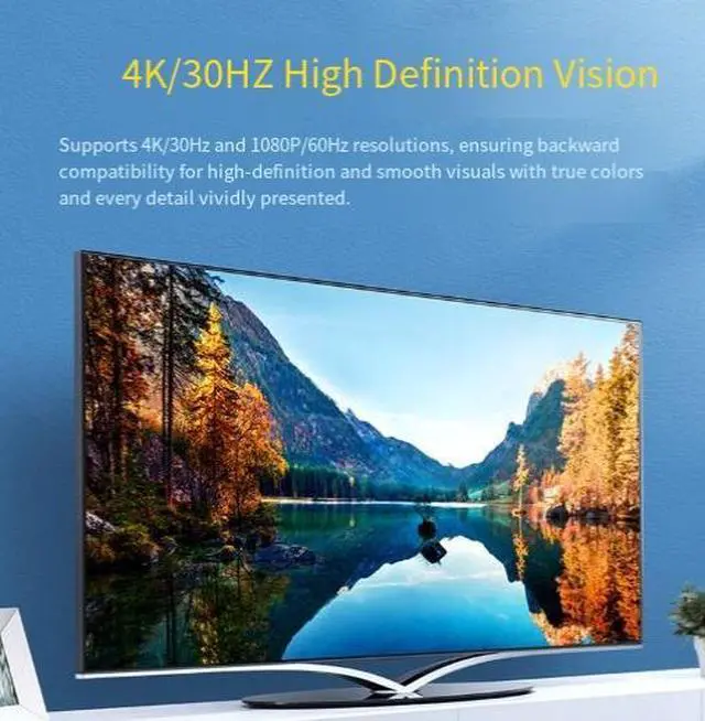Alt view image 2 of 3 - DisplayPort to HDMI Cable, DP Male to HDMI Male Adapter Cable, 4K@30Hz HD Video Converter for Computer, Monitor, TV and Projector