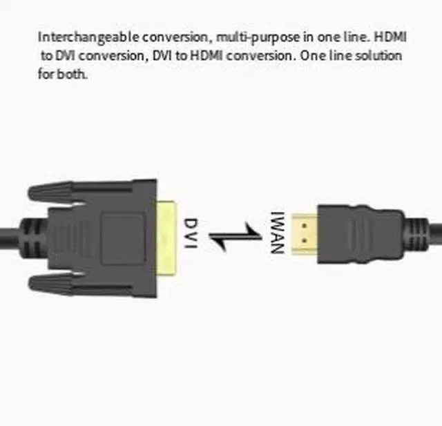 Alt view image 2 of 3 - HDMI to DVI Cable, 24+1 DVI-D Male to HDMI Male Adapter Cable, 1080P@60Hz Full HD Video Cable for Monitor, TV and Projector