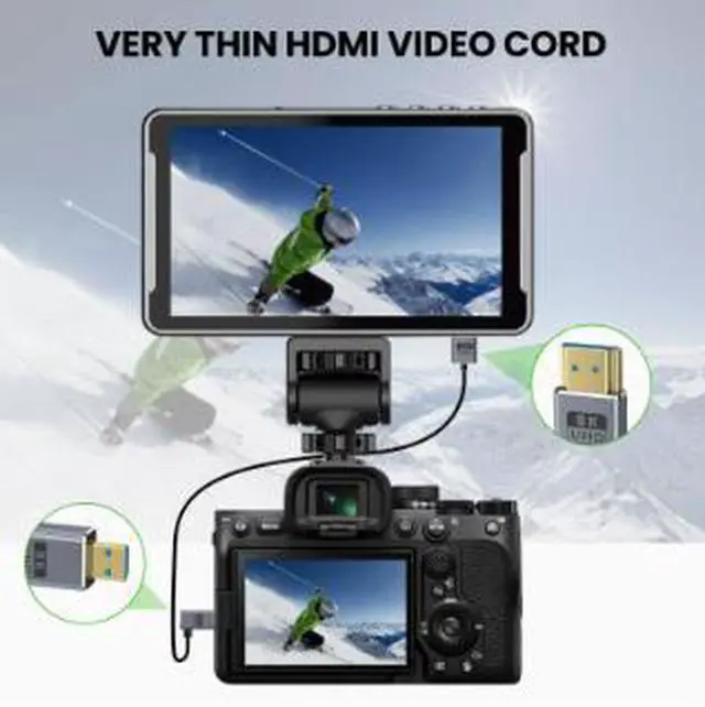 Alt view image 3 of 3 - 30CM Micro HDMI 2.1 Cable, Ultra Slim Coaxial HDMI Cable, Micro HDMI Male to HDMI Male 8K@60Hz 48Gbps High Speed Video Cable for Camera and Camcorder