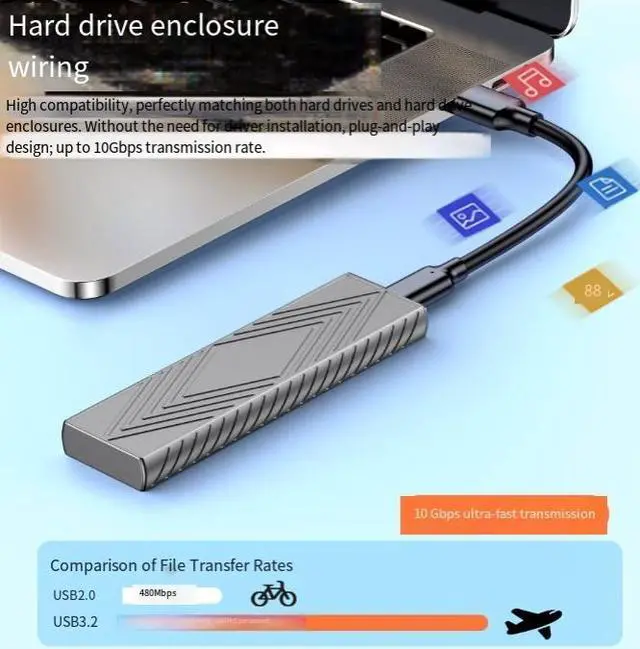 Alt view image 4 of 4 - 1M USB 3.2 Type-C Cable, USB-A to USB-C Data Cable, 10Gbps High Speed Transfer Cable with 60W Fast Charging for External Hard Drive, SSD, CarPlay and Devices
