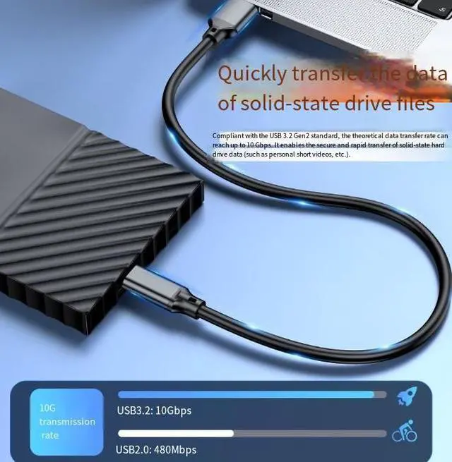 Alt view image 3 of 3 - 1M USB 3.2 Type-C Cable, USB-C to USB-C 10Gbps High Speed Data Cable, 60W Fast Charging Cable for External Hard Drive, CarPlay and USB-C Devices